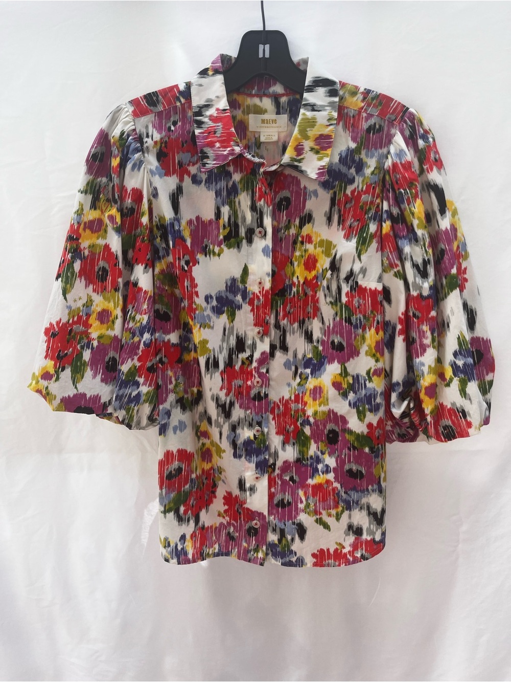 Anthropologie Maeve Balloon Sleeve Floral Button-Down Blouse Womens XS - Picture 2 of 5